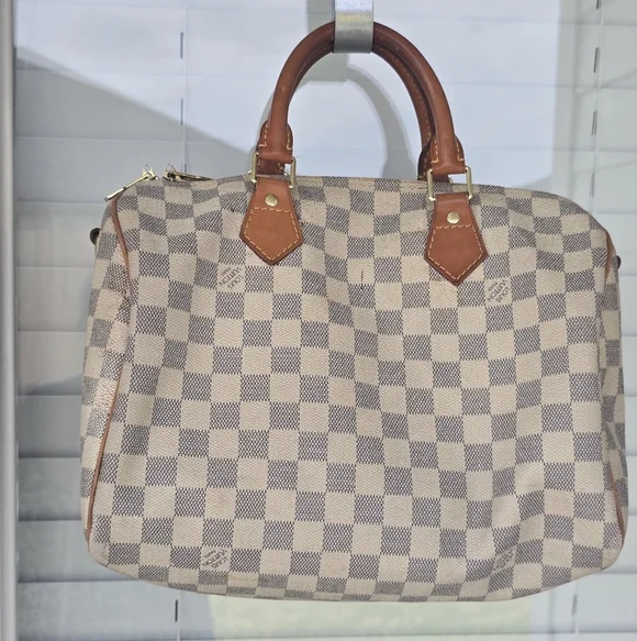 Louis Vuitton Checkered Tan Brown Handbag Women 10x10 Inches Medium - Picture 7 of 16